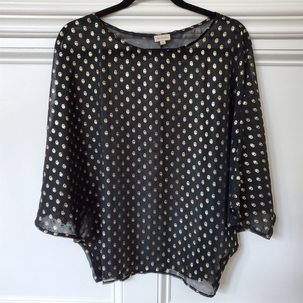 Cremieux Sheer Gold Dot Blouse - Picture 2 of 7